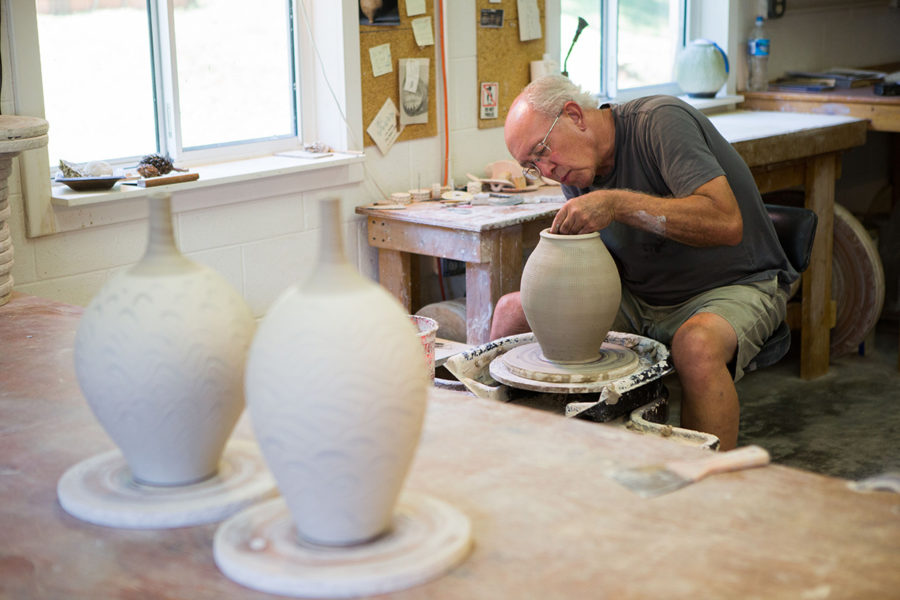 Tom Clarkson at work in his studio
